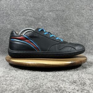 Piloti Circuit Men's Size 10.5 Black Leather Race Stripe Driving Shoes Used